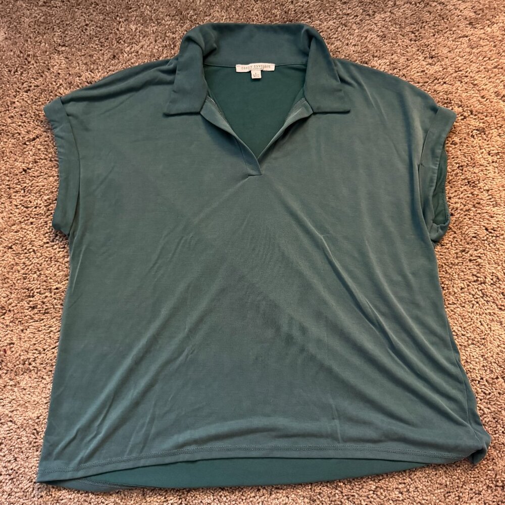 Green Envelope Collared Cap Sleeve Top – Size L